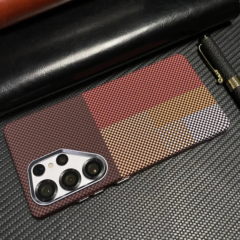 Carbon Fiber Texture Magnetic Case with MagSafe Wireless Charging and Alloy Lens Protection for Samsung Galaxy S26 & S25 Series, Matte Shockproof Hard Cover