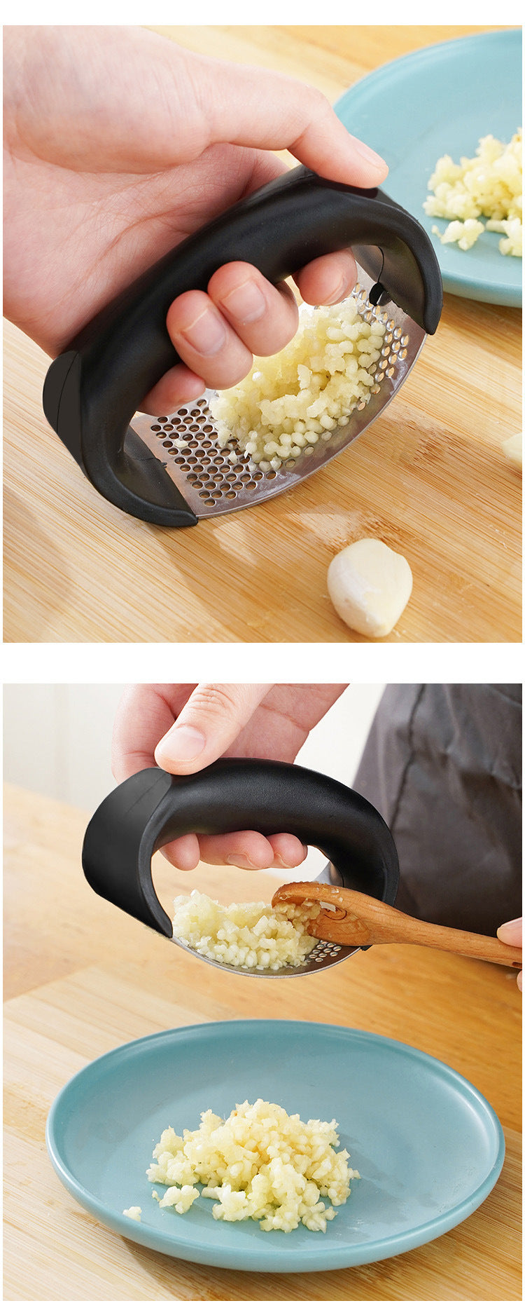 Stainless Steel Garlic Press Crusher – Manual Garlic Mincer & Chopping Tool for Kitchen
