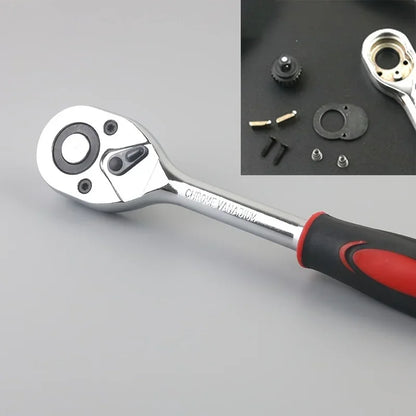 46-Piece Car & Bicycle Repair Tool Kit, Ratchet Torque Wrench Socket Set with Spanner and Screwdriver