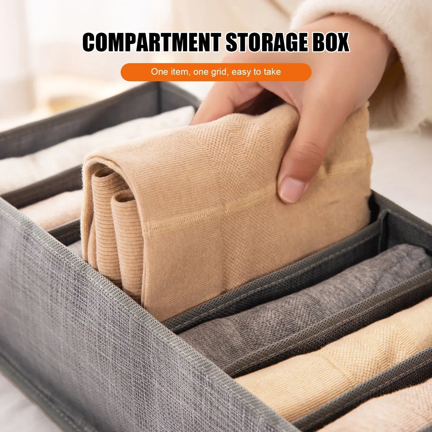 Wardrobe Clothes Organizer Storage Box – Foldable & Washable Jeans and T-Shirt Drawer Organizer