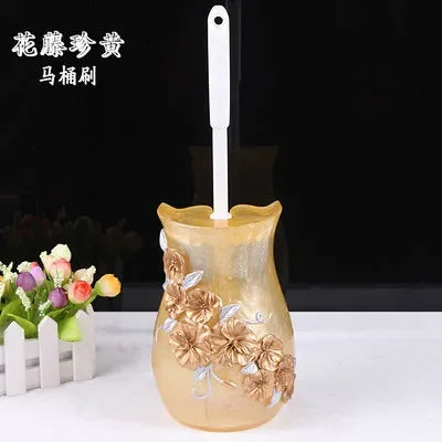 5-Piece Resin Bathroom Accessory Set, European Retro Toilet Set with Soap Dispenser, Tissue Holder, Toilet Brush & Cotton Swab Box