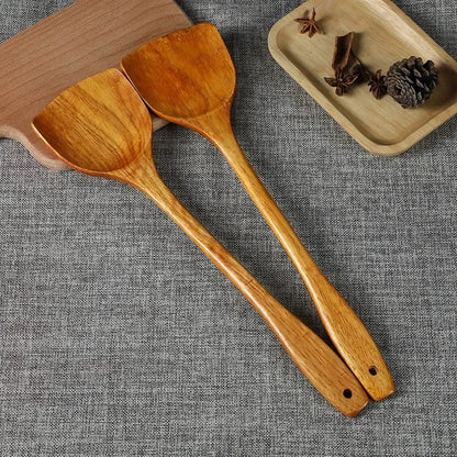 Bamboo Wood Spatula 39cm – Long Handle Wooden Cooking Spatula Safe for Non-Stick Pans