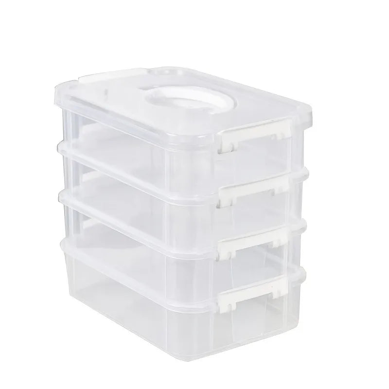 Extra Large 4-Tier Stackable Storage Box with Lid, Clear Plastic Organizer for Toys & Building Blocks