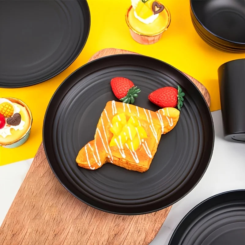 16-Piece Unbreakable Plastic Dinnerware Set, Microwave & Dishwasher Safe Plates, Bowls & Cups