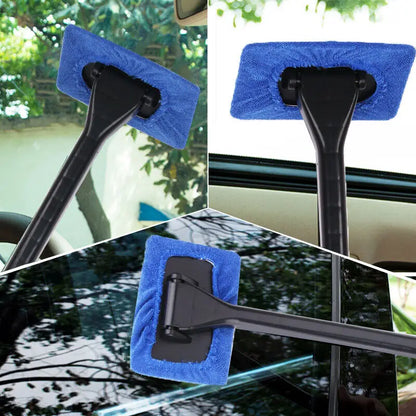 Car Window Cleaner Brush Kit – Windshield Cleaning Wash Tool Set with Long Handle Interior Auto Glass Wiper