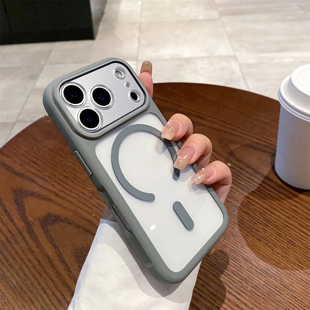 Luxury Transparent Magnetic Case For iPhone 17 Series For Magsafe Wireless Charging Clear Hard Acrylic Shockproof Cover