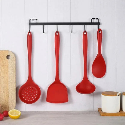 6PCS Silicone Kitchen Utensils Set – Spatulas, Slotted Spoon, Rice Scoop Heat Resistant Cooking Tools