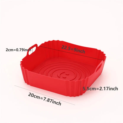 Reusable Silicone Air Fryer Pan Liner – Non-Stick Airfryer Oven Baking Tray for Pizza and Chicken
