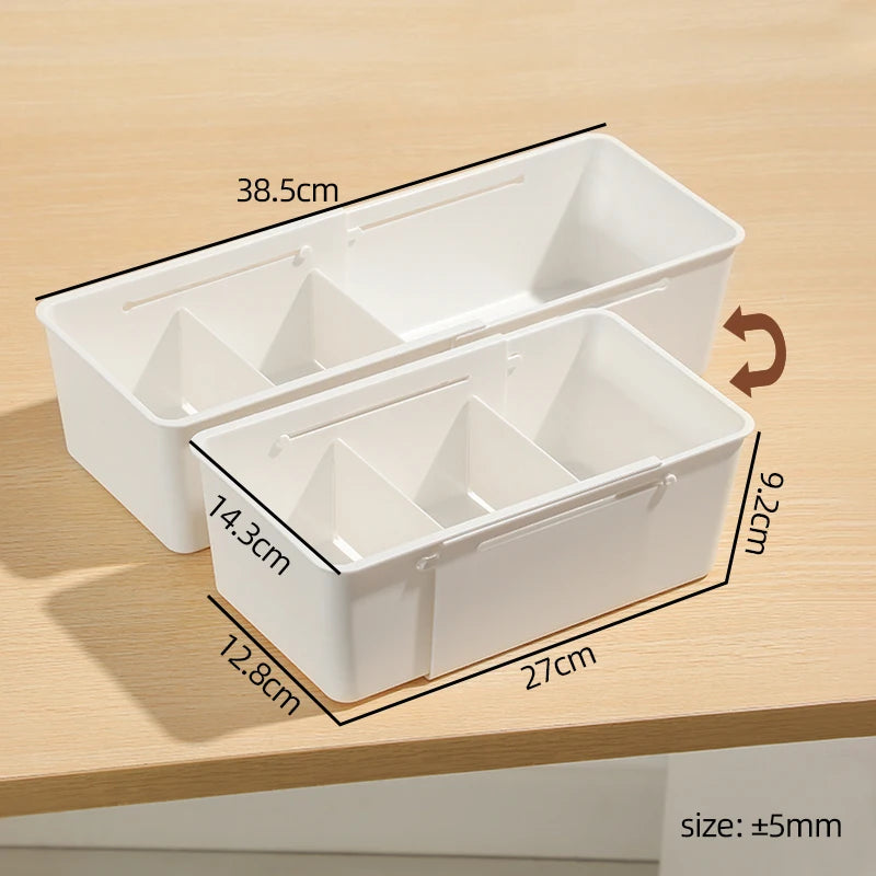 Extendable Drawer Organizer with Adjustable Dividers – Multi-Purpose Storage Box for Home, Office & Kitchen