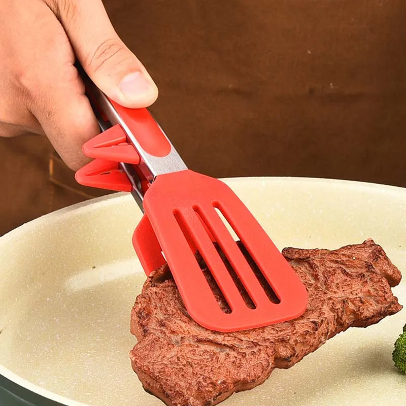 Food Tong Set – Stainless Steel Kitchen Tongs with Silicone Nylon Tips Non-Slip Cooking Clip Clamp for BBQ and Salad