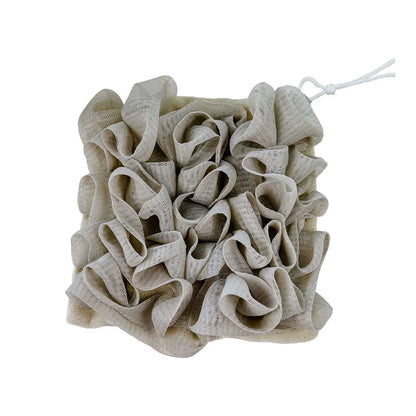 Soft Exfoliating 2-In-1 Bath Loofah – Bath Ball Towel with Drawstring Soap Closure Reusable Mesh Shower Sponge
