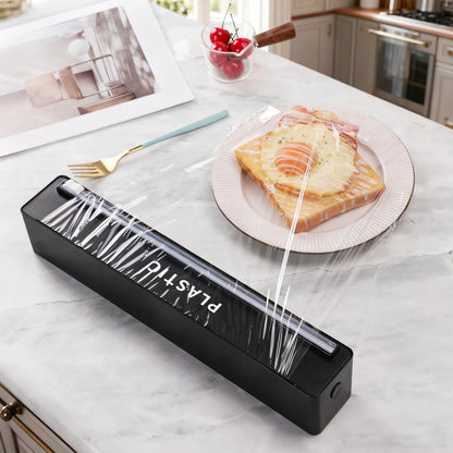 Extra-Large Cling Film Cutter, Wall-Mounted Plastic Wrap Dispenser with Tear-Free Cutter for Foil, Wax Paper and Baking Paper