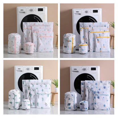 Laundry Bags Set, 6-Piece Fine Mesh Wash Bags for Clothing, Cute Print Laundry Organizer Pouches