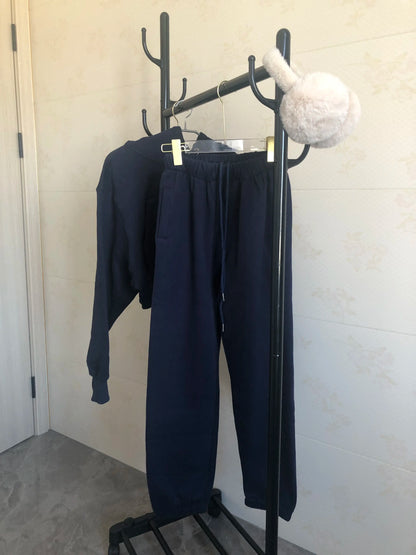 Women’s Fleece Hoodie and Jogger Pants 2-Piece Tracksuit Set, Warm Solid Color Sweat Suit for Fall and Winter Casual Sports Outfit