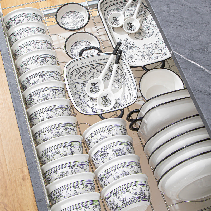 20PCS Porcelain Dinnerware Set for 4, Lucky Pattern Ceramic Tableware Gift Box with Bowls, Plates & Cutlery