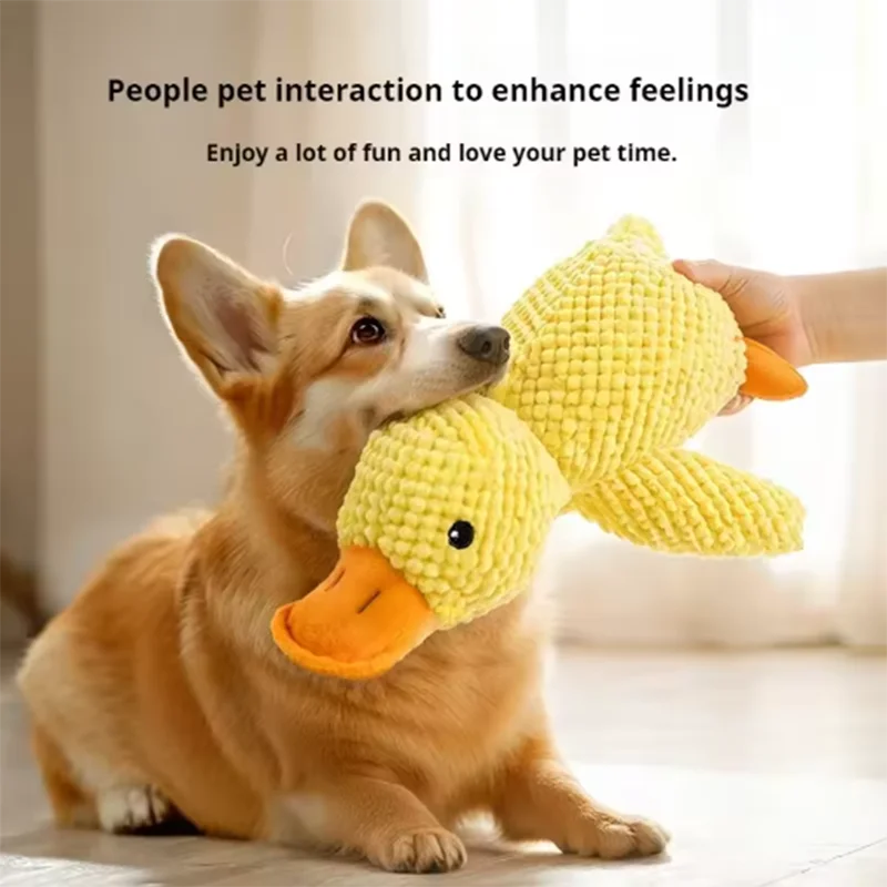 Plush Duck Dog Toy with Hugging Design, Interactive Comfort Chew and Sleep Companion for Puppies and Small Dogs, Soft Yellow Duck Pet Toy