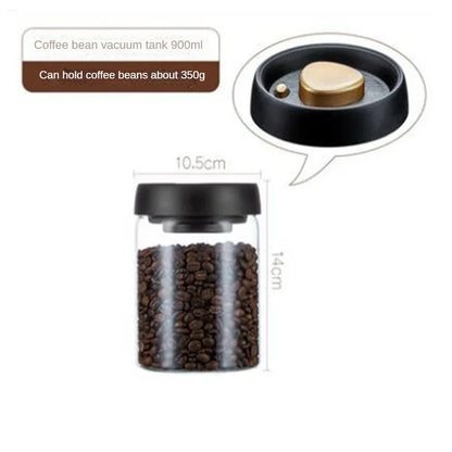Coffee Beans Vacuum Sealed Tank – Transparent Glass Airtight Food Storage Jar with Air Extraction