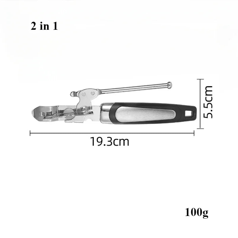 Professional Manual Can Opener – Multifunctional Stainless Steel Can and Bottle Opener Kitchen Gadget