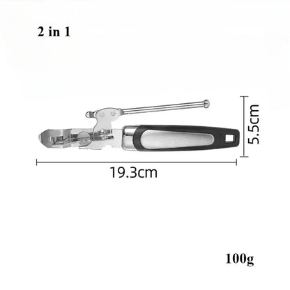 Professional Manual Can Opener – Multifunctional Stainless Steel Can and Bottle Opener Kitchen Gadget