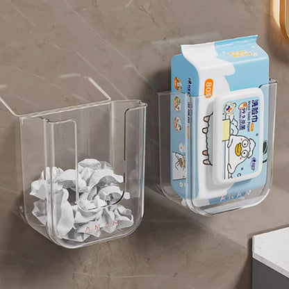 Wall Mounted Dual Compartment Wipes Case – Transparent Self-Adhesive Organizer for Kitchen, Bathroom & Bedroom