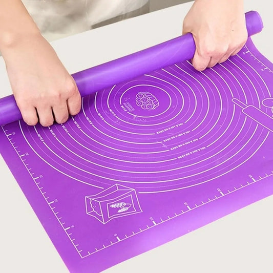 Non-Slip Silicone Baking Mat with Measurement Guide, Reusable Non-Stick Kneading & Rolling Mat for Baking and Cooking