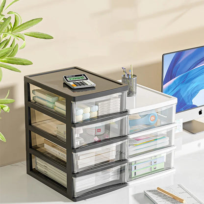 Clear Desktop Storage Box with Drawer – Heightened Plastic Table Organizer for Stationery & Cosmetics