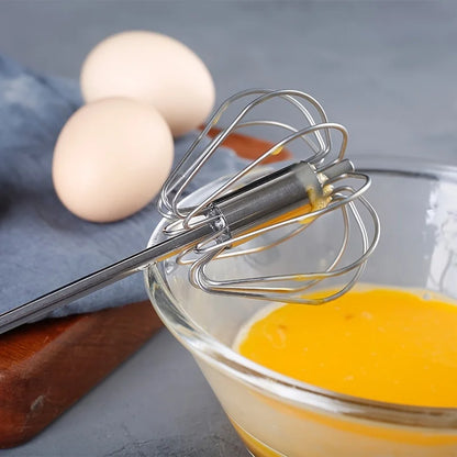Stainless Steel Semi-Automatic Egg Beater, Hand Push Mixer for Egg, Cream and Baking Mixing
