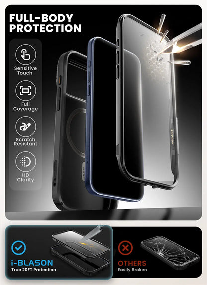 For iPhone 17 Pro Max Case 6.9" I-BLASON Are Flip Full-Body Magnetic Phone Case with Tempered Glass Screen Protector & Stand