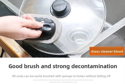 Magic Emery Sponge Brush with Handle – Reusable Eraser Cleaner for Kitchen Pots, BBQ, and Strong Decontamination