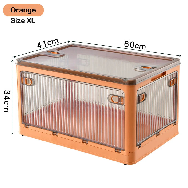 Foldable Storage Box with Wheels, Stackable Closet Organizer for Clothes, Quilts, Toys & Books