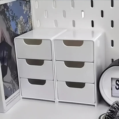 Chic 3-Tier Desk Organizer with Drawers – Portable Storage Box for Office Supplies, Jewelry & Cosmetics