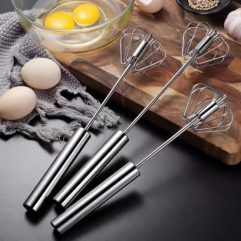 Stainless Steel Semi-Automatic Egg Beater, Hand Push Mixer for Egg, Cream and Baking Mixing
