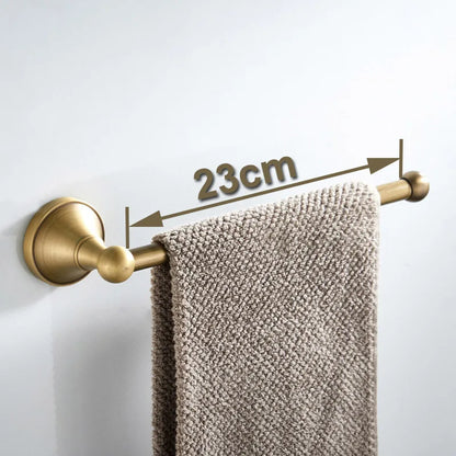 Luxury Solid Brass Bathroom Accessories Set, Antique Brass Towel Bar, Paper Holder, Towel Ring & Robe Hook