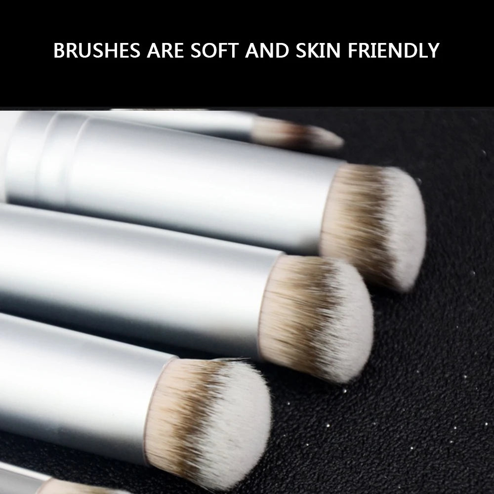 Premium Foundation and Concealer Brush Set, Dense Blending Contour and Blusher Makeup Brushes with Wooden Handle, Flawless Under-Eye Face Brush Set