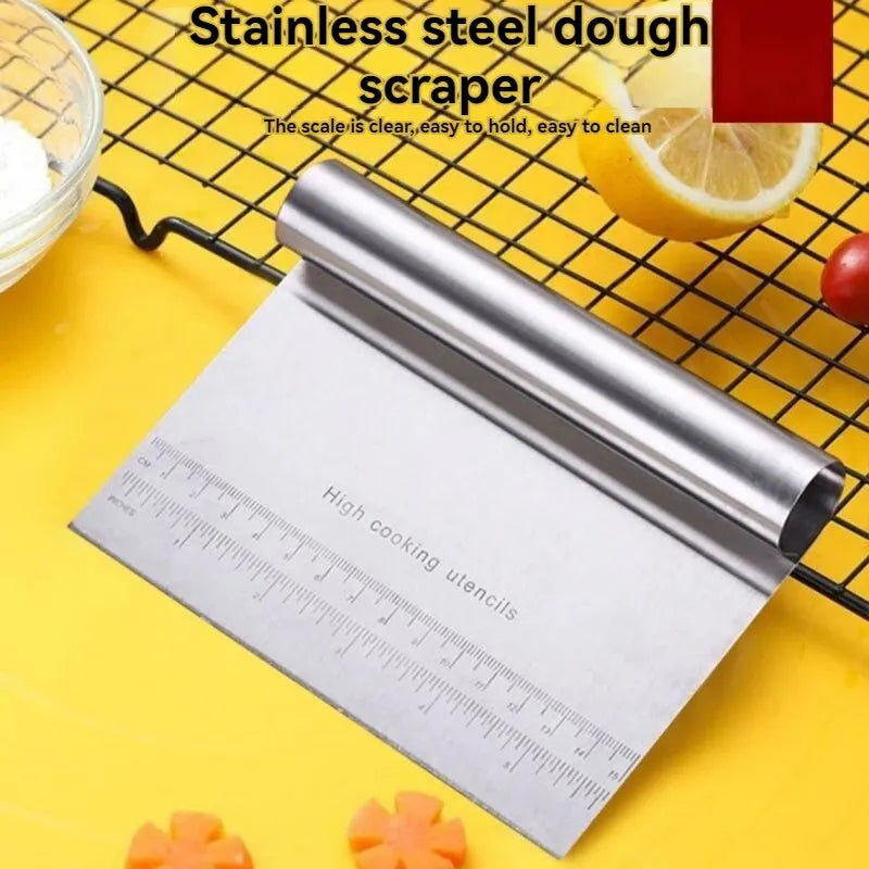 Stainless Steel Dough Scraper, Multifunctional Cake & Cream Scraper with Scale, Baking and Cutting Tool