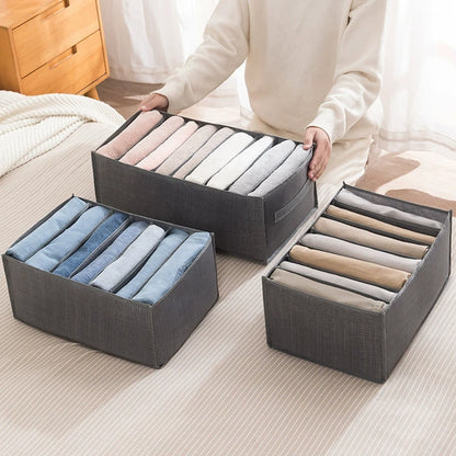 Foldable Clothes Organizer with Handles – Jeans Storage Box for Closet Drawer & Wardrobe Organization
