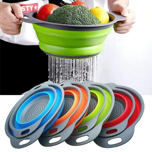 Silicone Folding Drain Basket – Collapsible Fruit and Vegetable Washing Strainer Colander