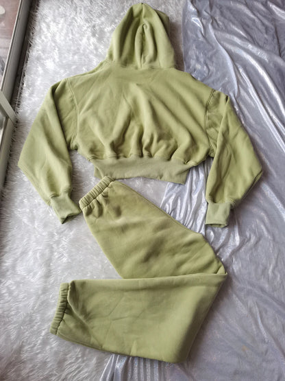 Women’s Fleece Hoodie and Jogger Pants 2-Piece Tracksuit Set, Warm Solid Color Sweat Suit for Fall and Winter Casual Sports Outfit