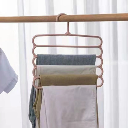 5-Layer Multi-Functional Clothes Hanger – Non-Slip Plastic Pants Storage Rack for Closet Organization