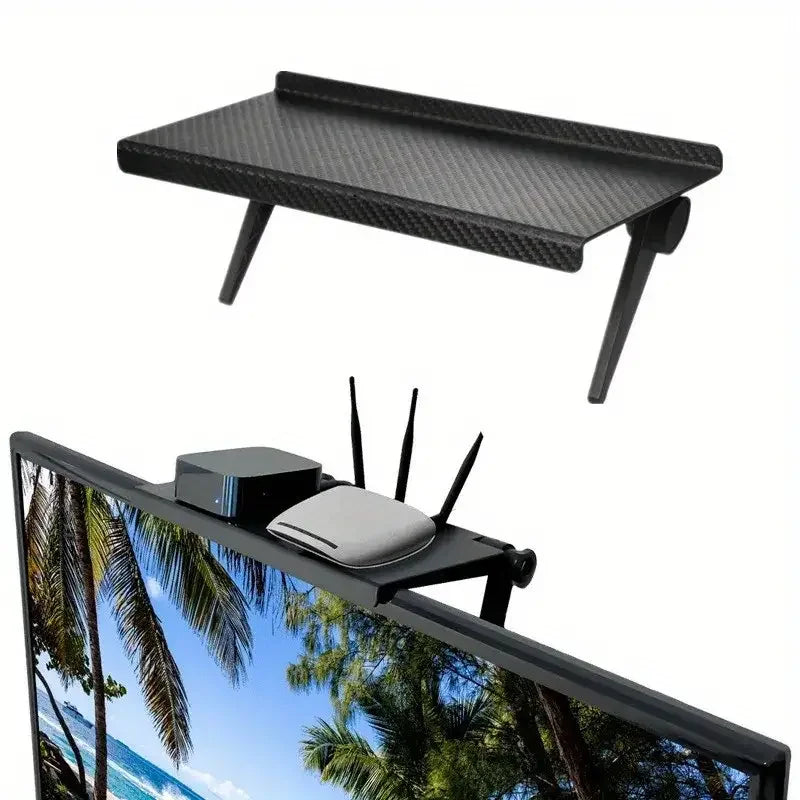 Computer & TV Screen Storage Rack – No-Drill Wireless Router & Set-Top Box Organizer Shelf