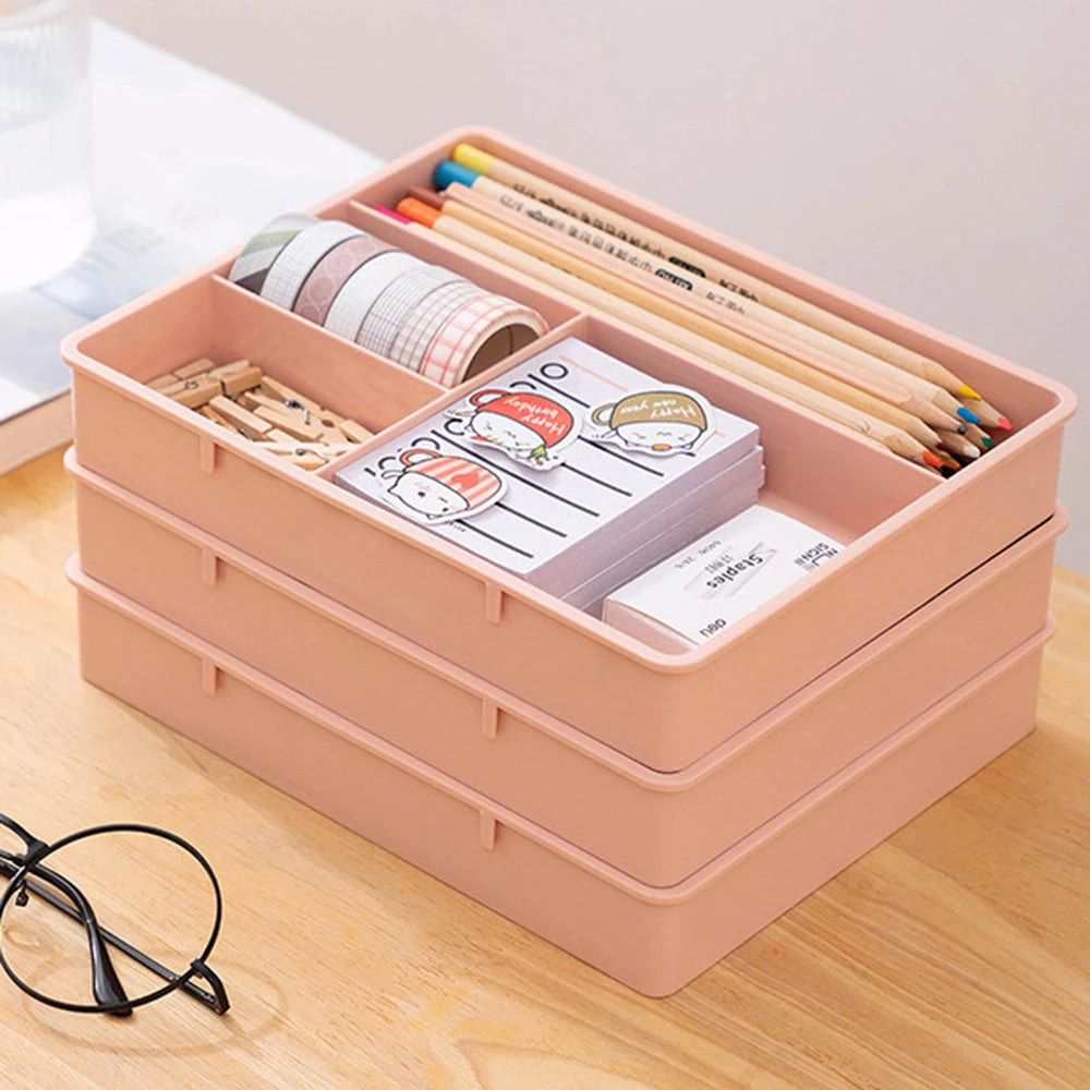 Stackable Desk Drawer Organizer – Multi-Cell Storage Tray for Jewelry, Makeup & Office Supplies