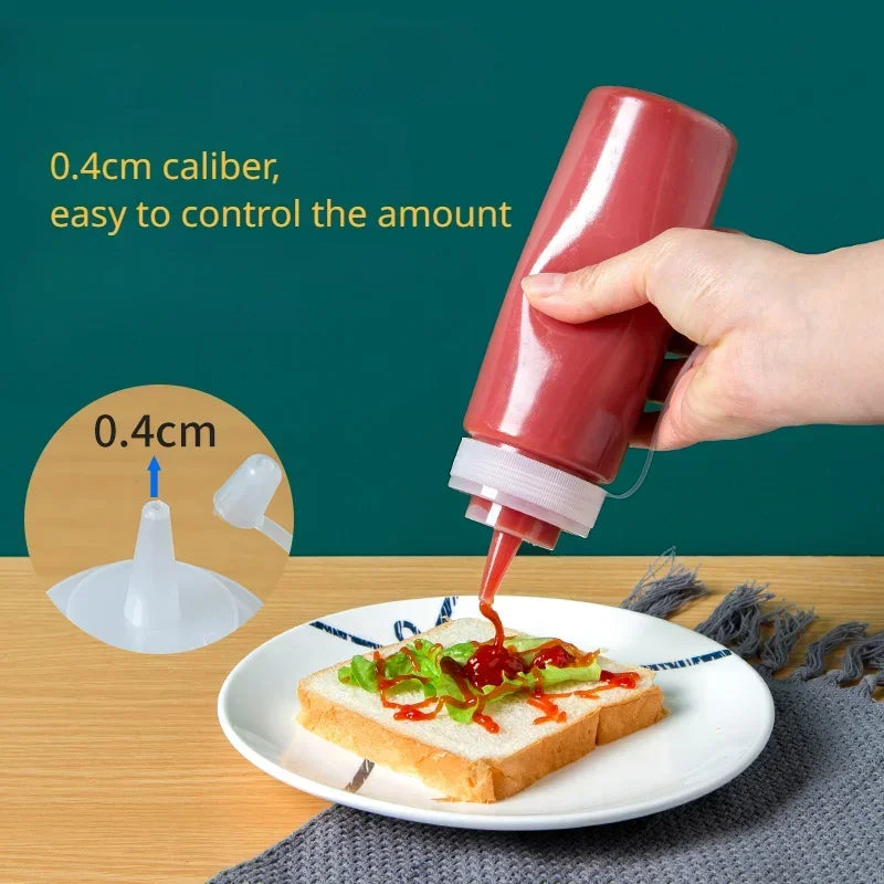 Large Squeeze Condiment Bottles with Nozzles – Ketchup, BBQ Sauce, Olive Oil Dispenser Squeeze Bottles Kitchen Gadget