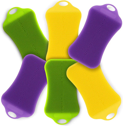 Soft Silicone Sponge Brush – Non-Stick Scratch-Free Scrubber for Kitchen Bowls and Fruit Washing