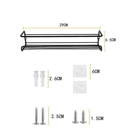 2Pcs Metal Kitchen Organizer Hanging Racks, Wall-Mounted Seasoning Shelf Spice Storage Rack for Home & Restaurant
