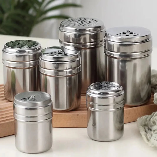 Multi-Purpose Stainless Steel Seasoning Jar – Salt Sugar Bottle with Rotating Cover Spice Pepper Shaker