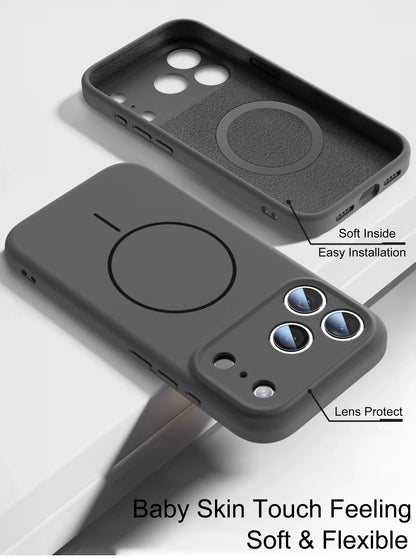 Magnetic Original Liquid Silicone For Magsafe Phone Case For iPhone 17 & 16 Series Skin Feel Soft Cover