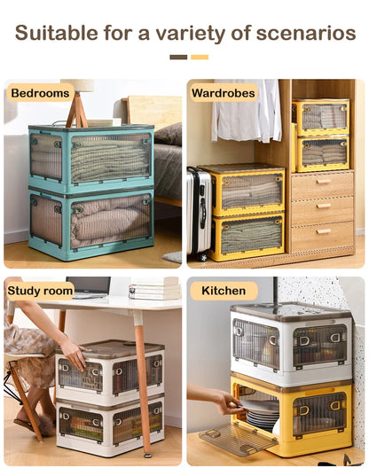 Foldable Storage Box with Wheels, Stackable Closet Organizer for Clothes, Quilts, Toys & Books