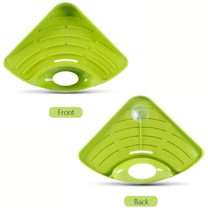 Multifunctional Kitchen Sink Triangle Storage Rack – Sponge Drainage Shelf & Utensil Organizer