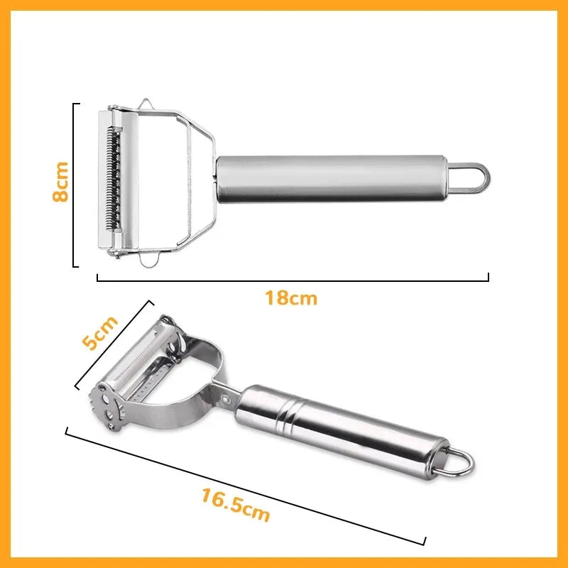 Stainless Steel Vegetable Peeler, Multifunctional Double-Head Fruit Peeler and Julienner for Kitchen Use