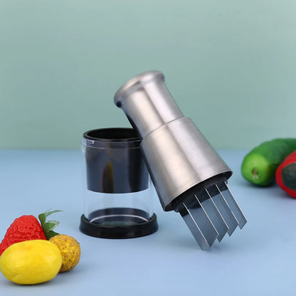 Stainless Steel Manual Hand Chopper – Mini Garlic Chopper Vegetable Slicer Mincer Crusher for Garlic, Ginger, Herbs, and Nuts